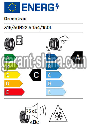 Greentrac GTRS2 (рулевая) 315/60 R22.5 154/150L 20PR - Фото Европейских характеристик